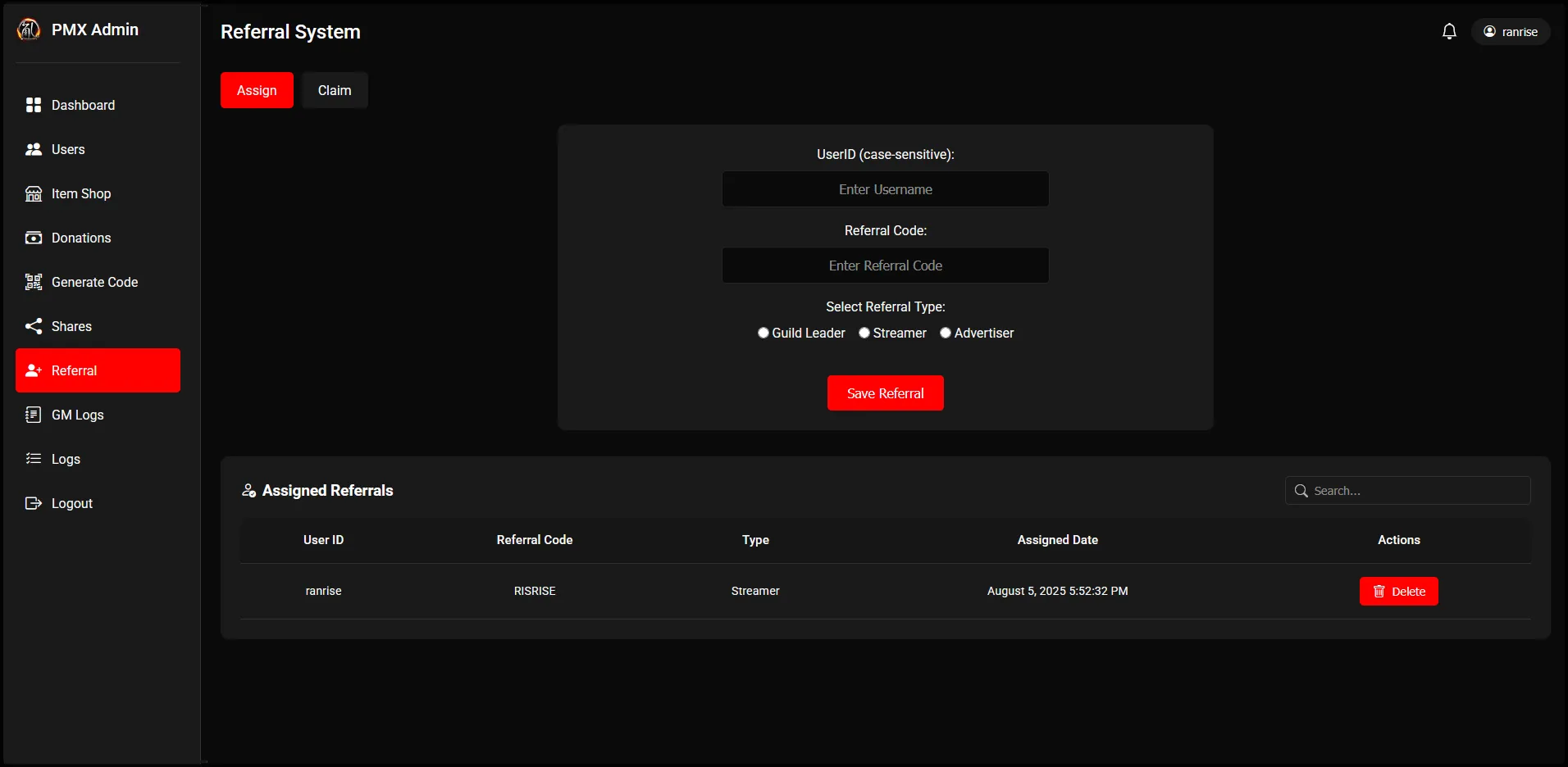 Referral — Assign